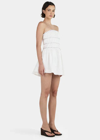 JENNY STUDDED MINI DRESS IVORY