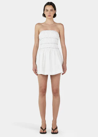 JENNY STUDDED MINI DRESS IVORY