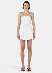 JENNY STUDDED MINI DRESS IVORY
