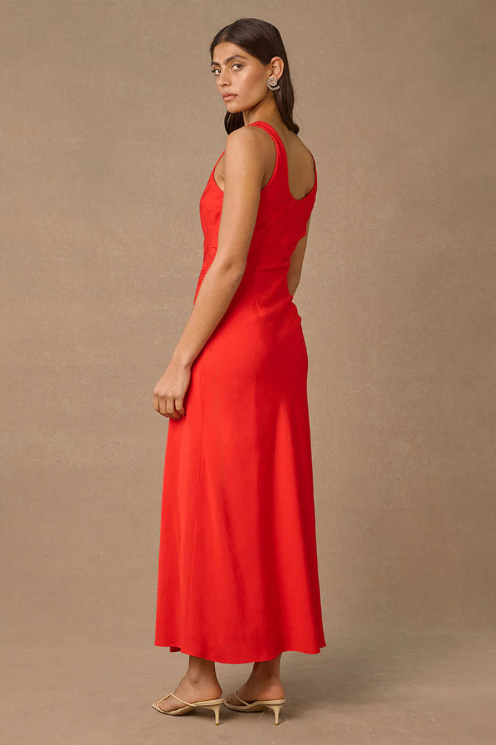 REVERIE MIDI DRESS RED