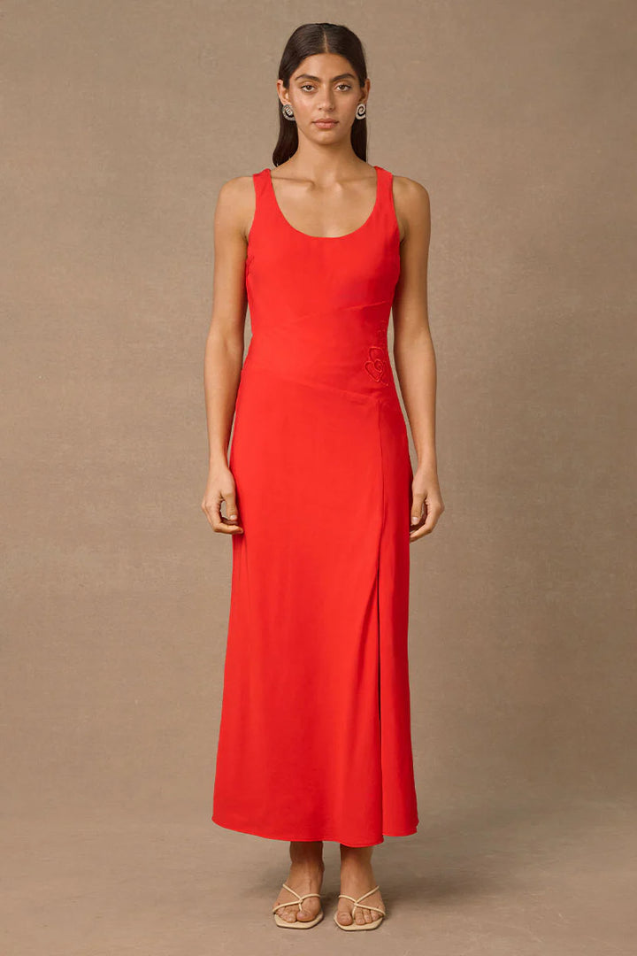 REVERIE MIDI DRESS RED