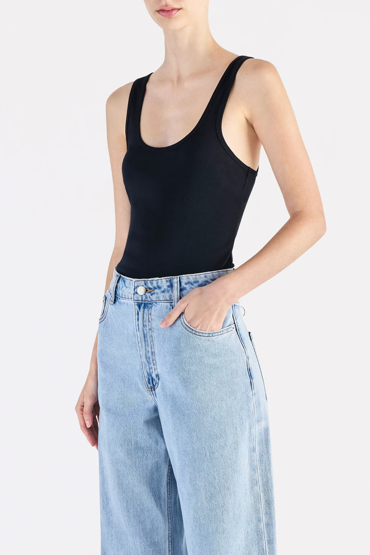 ORGANIC 90s SINGLET -BLACK