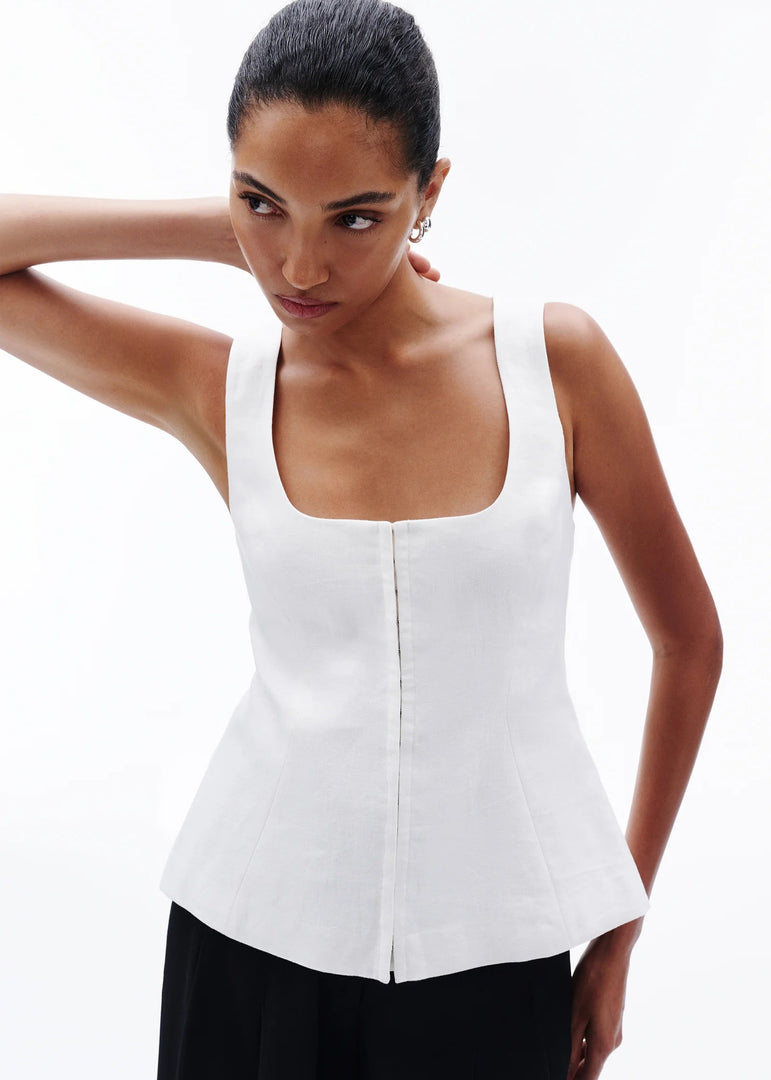 QUINN LINEN VEST - WHITE