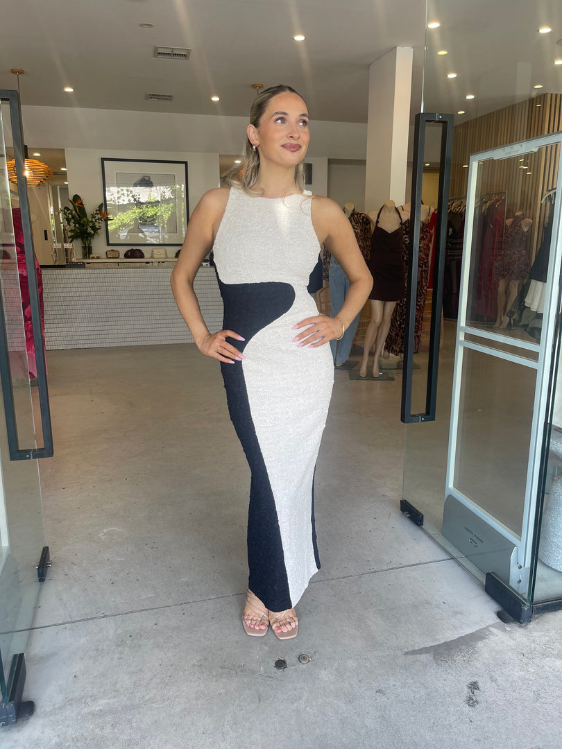 PALOMA GOWN BLACK/IVORY