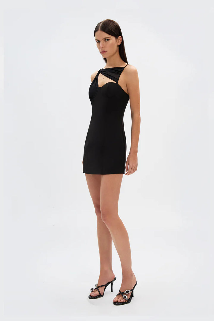 REBEL TWILL MINI DRESS - BLACK