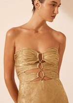 Load image into Gallery viewer, ROYALE STRAPLESS MAXI DRESS GOLD
