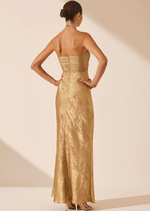 Load image into Gallery viewer, ROYALE STRAPLESS MAXI DRESS GOLD
