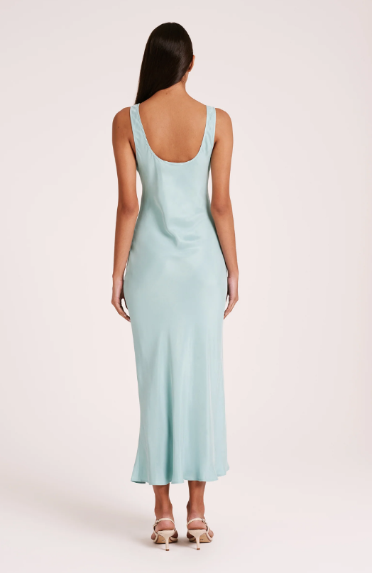 STAS CUPRO SLIP DRESS AQUA