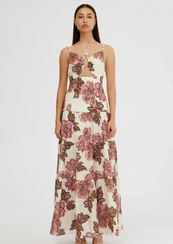 MAIZIE MAXI DRESS LEMON WALLPAPER