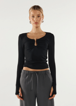 Load image into Gallery viewer, LEANNE LS TOP - BLACK
