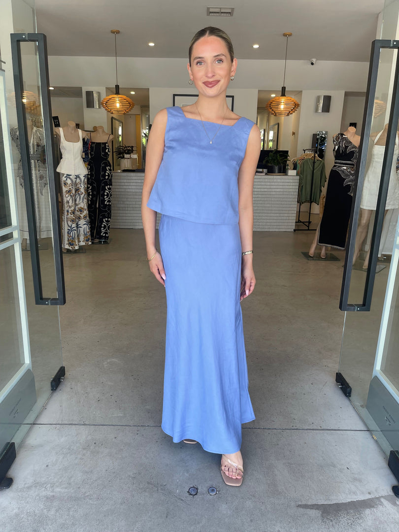 AZZURRA LINEN BIAS MAXI SKIRT