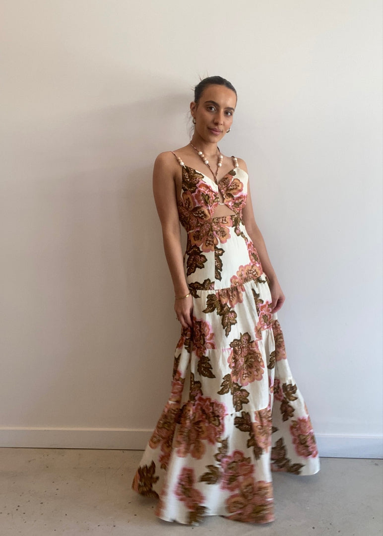 MAIZIE MAXI DRESS LEMON WALLPAPER