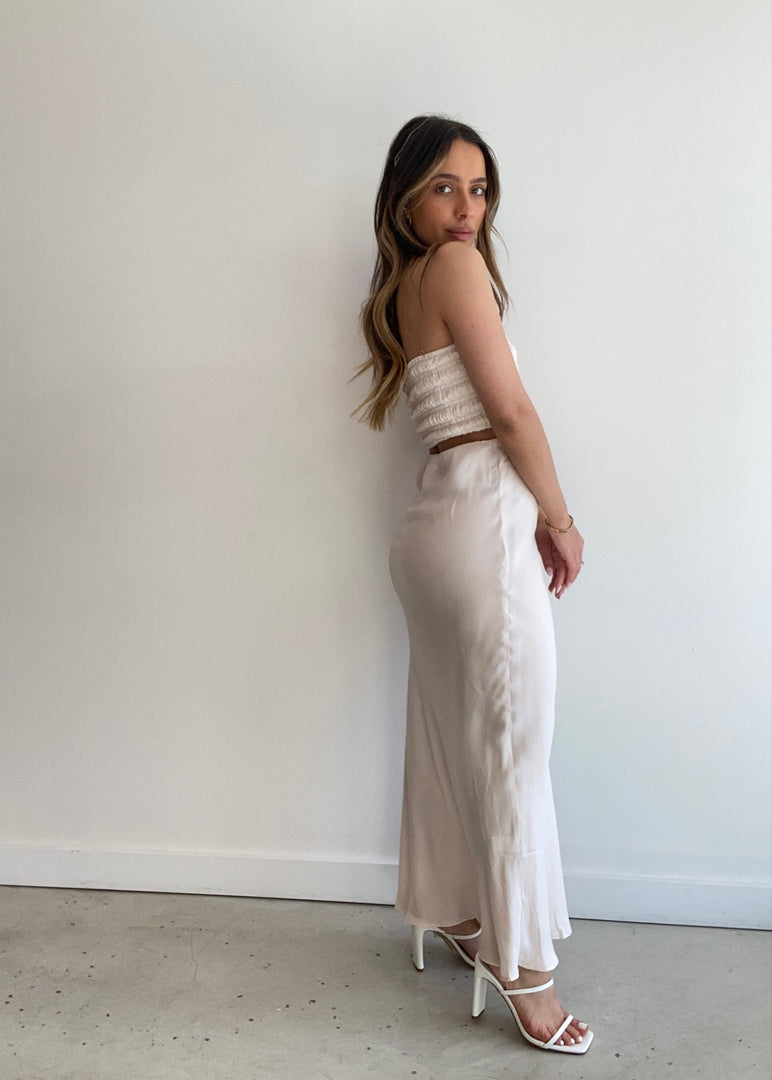 INES CUPRO SKIRT - CLOUD