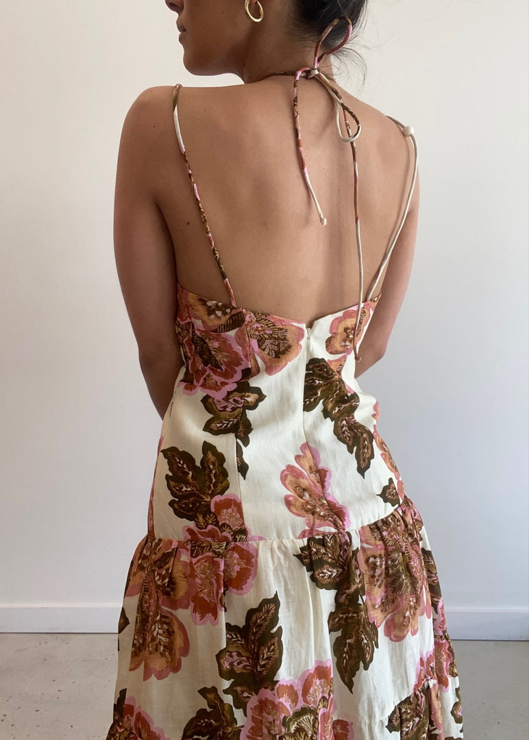 MAIZIE MAXI DRESS LEMON WALLPAPER