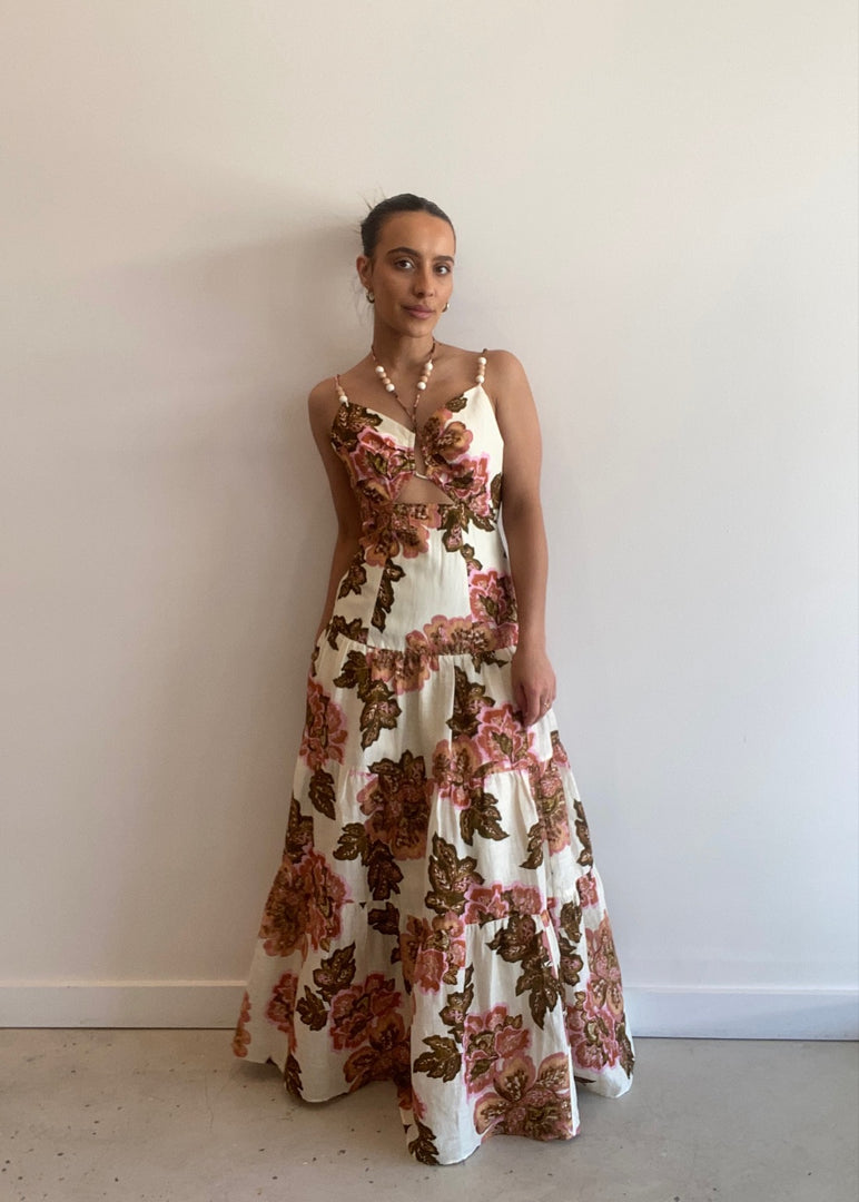 MAIZIE MAXI DRESS LEMON WALLPAPER