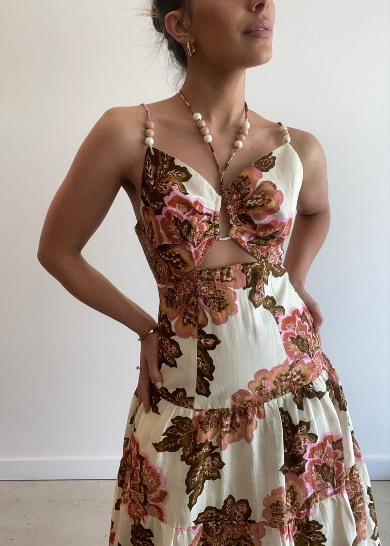 MAIZIE MAXI DRESS LEMON WALLPAPER