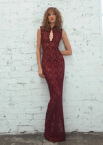 Load image into Gallery viewer, MYSTIQUE LACE DRESS WINE

