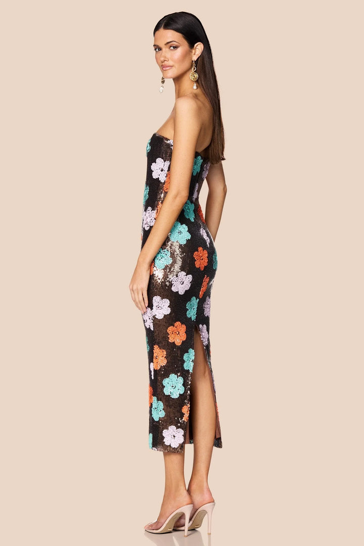 SIENNA SEQUIN MIDI FLORAL