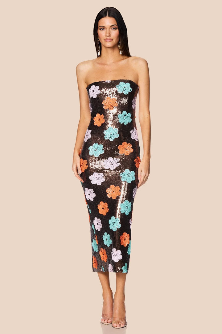 SIENNA SEQUIN MIDI FLORAL