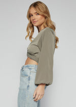 Load image into Gallery viewer, TILLY TIE BLOUSE KHAKI
