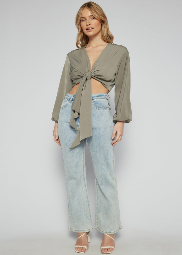TILLY TIE BLOUSE KHAKI