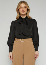 Load image into Gallery viewer, GISELLE BOW BLOUSE BLACK
