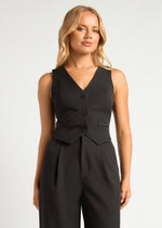 Load image into Gallery viewer, BETTINA BUTTON VEST BLACK
