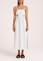Load image into Gallery viewer, YIN LINEN DRESS AZURE STRIPE
