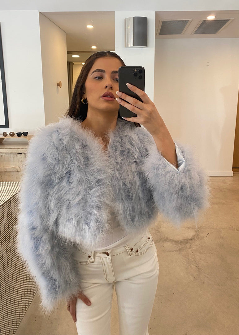 MANHATTAN CROP JACKET - BABY BLUE
