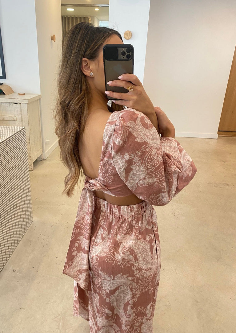ROSA LINEN CROP TOP