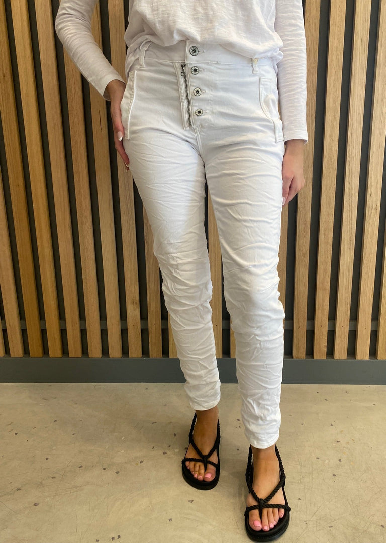 ITALIAN BUTTON JEANS - WHITE