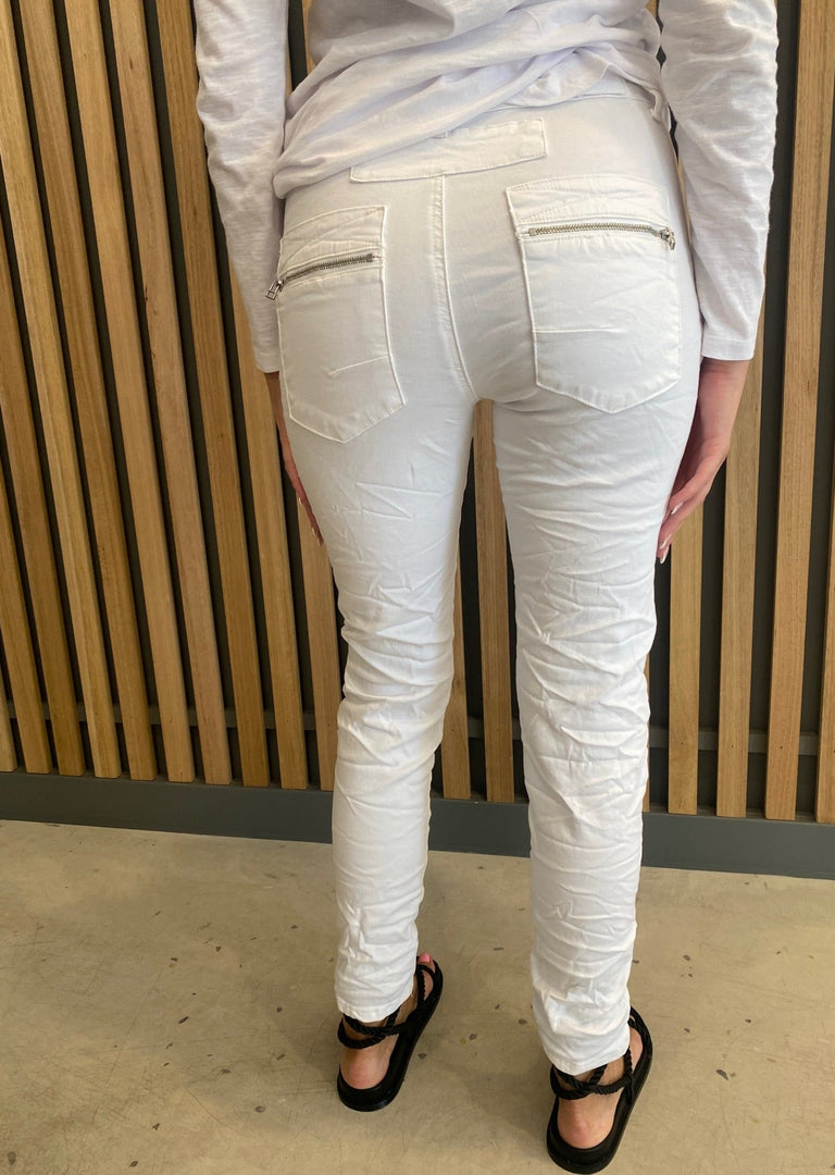 ITALIAN BUTTON JEANS - WHITE