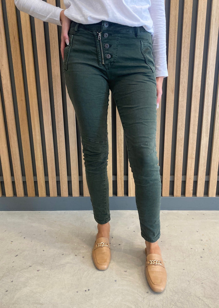 ITALIAN BUTTON JEANS - MILITARY