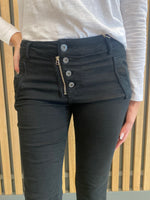 Load image into Gallery viewer, ITALIAN BUTTON JEANS - BLACK